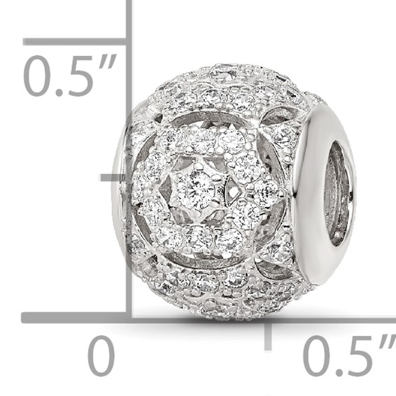 Sterling Silver Reflections Rhod-plated CZ Bead
