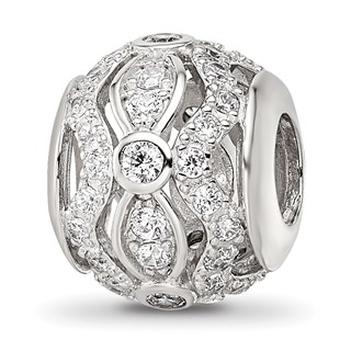 Sterling Silver Reflections Rhodium-plated CZ Bead