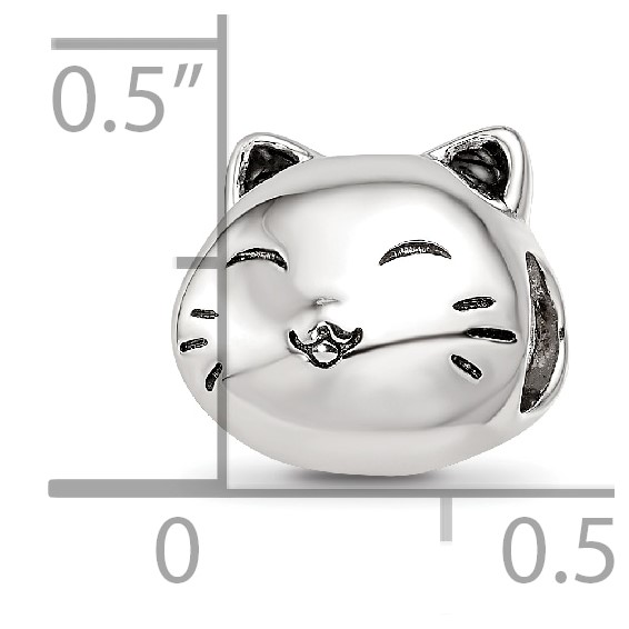 Sterling Silver Reflections Rhodium-plated Enamel Cat Bead