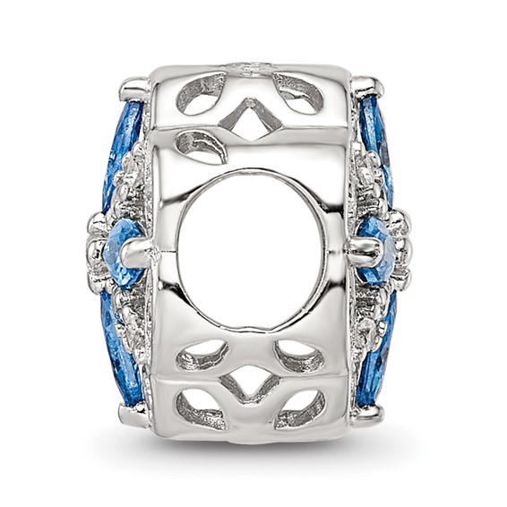 Sterling Silver Reflections Rhodium-plated Blue Spinel & CZ Floral Bead