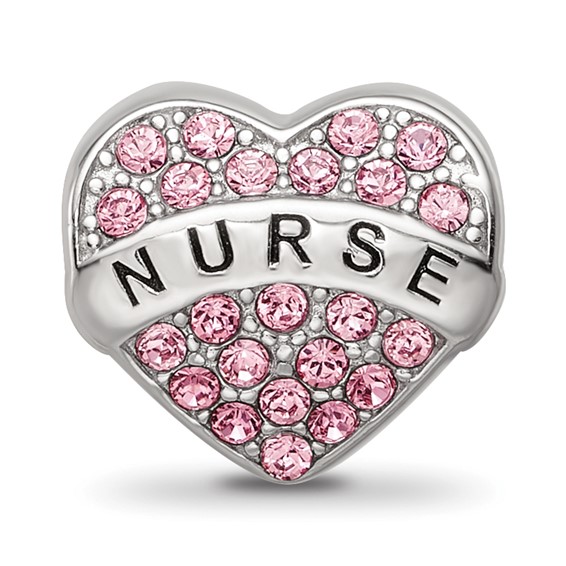 Sterling Silver Reflections Crystals Nurse Heart Bead