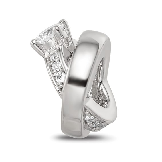 Sterling Silver Reflections Rhod-plated CZ Engagement Ring Bead