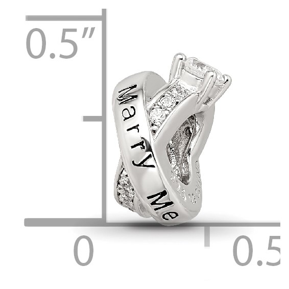 Sterling Silver Reflections Rhod-plated CZ Engagement Ring Bead