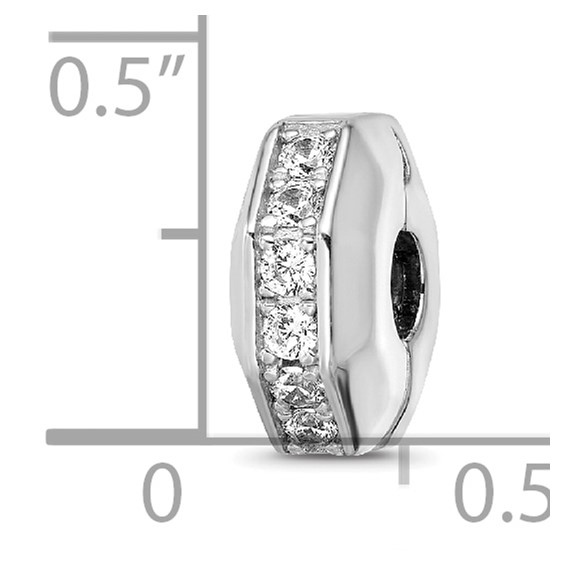 Sterling Silver Reflections Rhod-plated CZ Hinged Bead