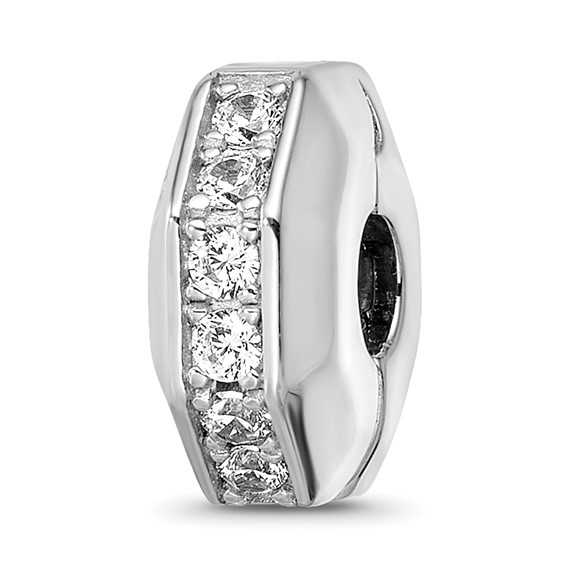 Sterling Silver Reflections Rhod-plated CZ Hinged Bead