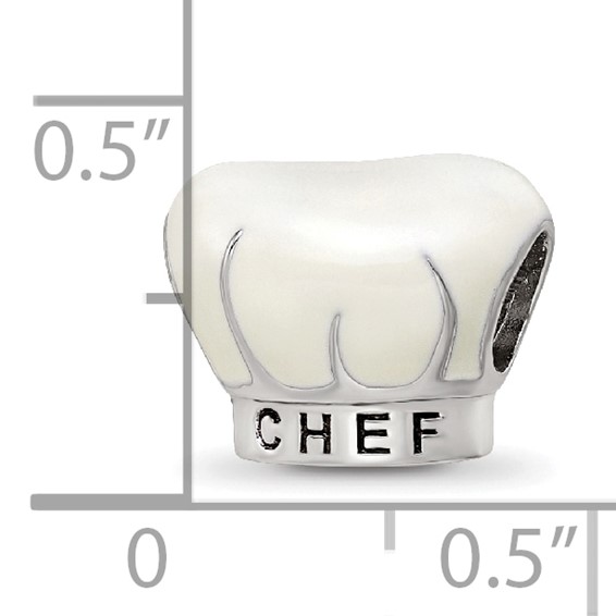 Sterling Silver Reflections Rhod-plated Enamel Chef Hat Bead