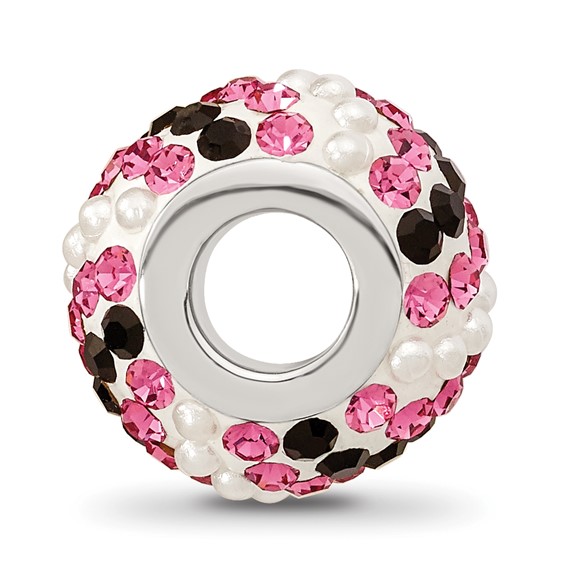 Sterling Silver Reflections Rhod-pl Preciosa Crystal & Imitation Pearl Bead