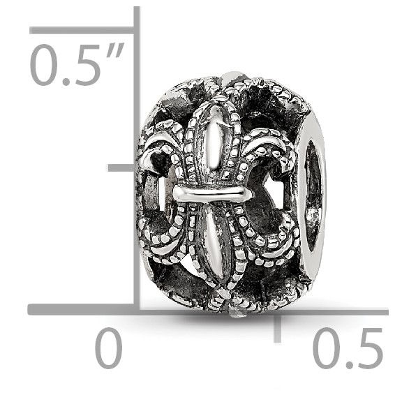 Sterling Silver Reflections Antiqued Fleur de Lis Bead
