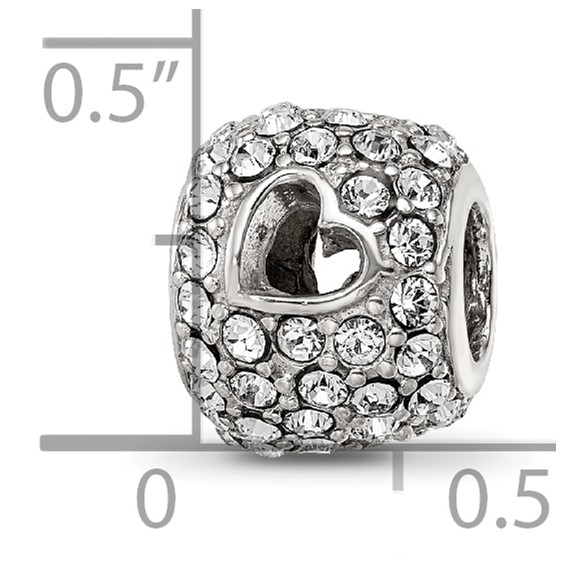 Sterling Silver Reflections Preciosa Crystal Heart Cut-Out Bead
