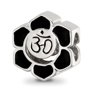 Sterling Silver Reflections Enamel Om Symbol Flower Bead