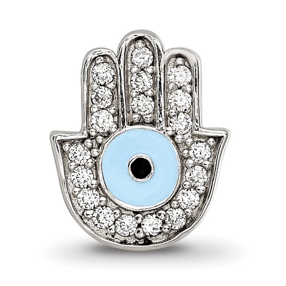 Sterling Silver Reflections Enamel CZ Hamsa/Chamseh Bead