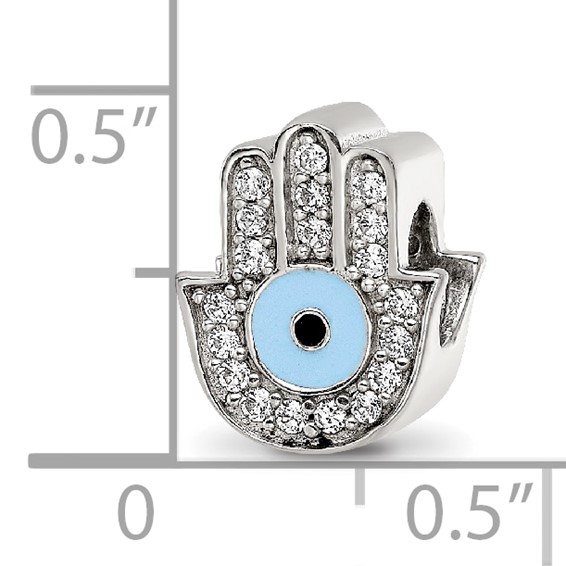 Sterling Silver Reflections Enamel CZ Hamsa/Chamseh Bead