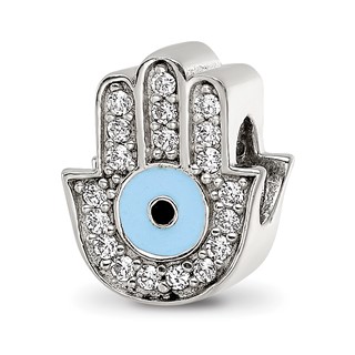 Sterling Silver Reflections Enamel CZ Hamsa/Chamseh Bead