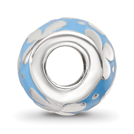 Sterling Silver Reflections Blue Enamel Floral Bead