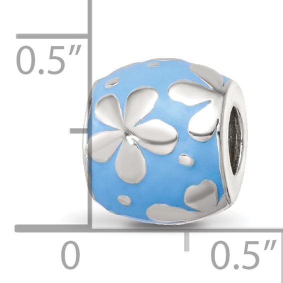 Sterling Silver Reflections Blue Enamel Floral Bead