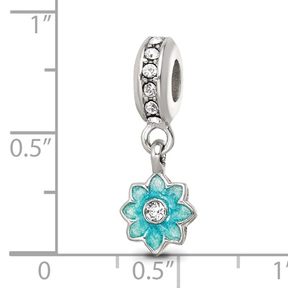 SS Reflections Preciosa Crystal Teal Enamel Dangle Flower Bead