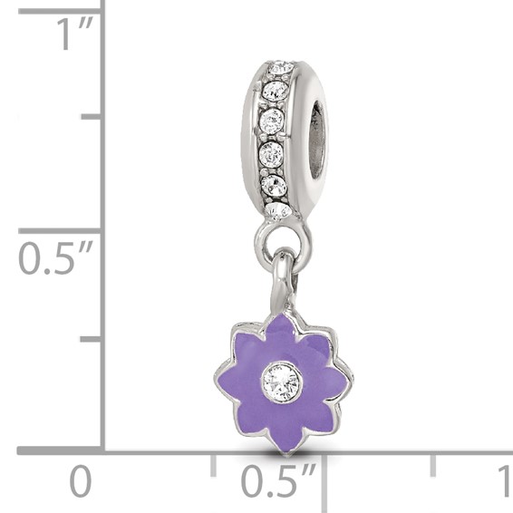 SS Reflections Preciosa Crystal Purple Enamel Dangle Flower Bead