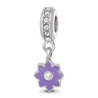 SS Reflections Preciosa Crystal Purple Enamel Dangle Flower Bead