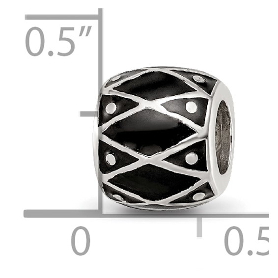 Sterling Silver Reflections Black Enamel Bead