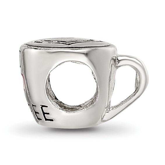 Sterling Silver Reflections Enamel I Heart Coffee Mug Bead