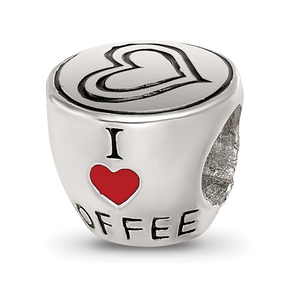 Sterling Silver Reflections Enamel I Heart Coffee Mug Bead