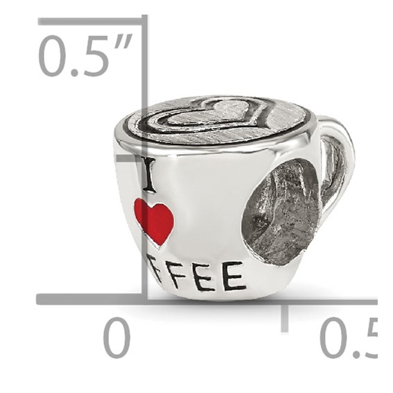 Sterling Silver Reflections Enamel I Heart Coffee Mug Bead