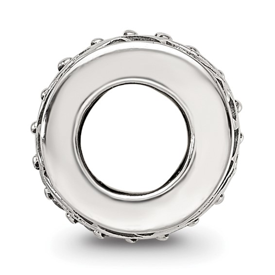 Sterling Silver Reflections CZ Antiqued Swirl Design Bead