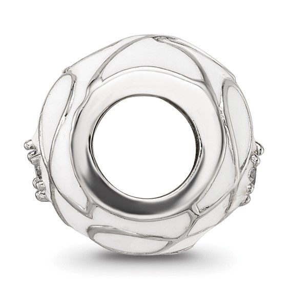 Sterling Silver Reflections White Enamel CZ Loop Pattern Bead