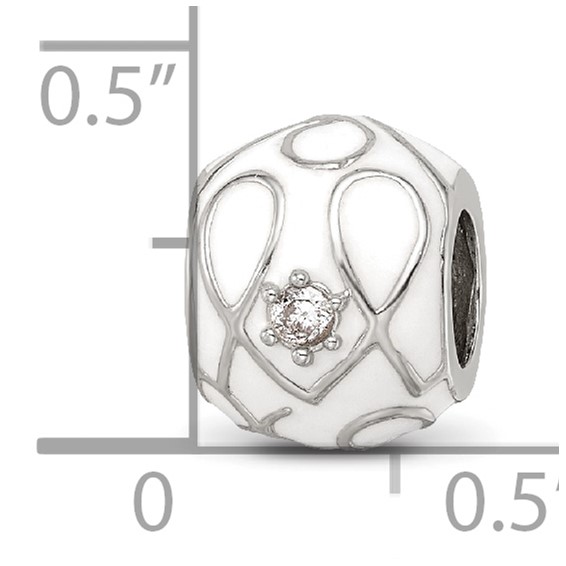Sterling Silver Reflections White Enamel CZ Loop Pattern Bead