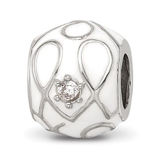 Sterling Silver Reflections White Enamel CZ Loop Pattern Bead