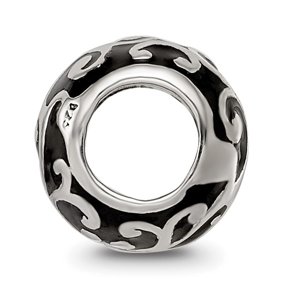Sterling Silver Reflections Enamel Swirly Hearts Pattern Bead