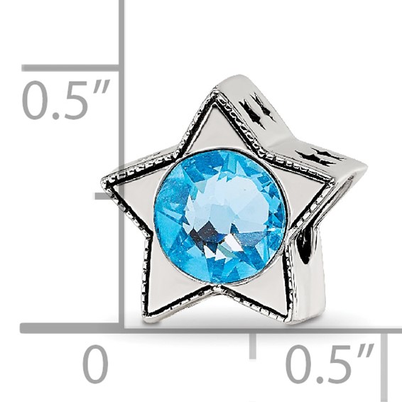 Sterling Silver Reflections Preciosa Crystal March Birthstone Star Bead