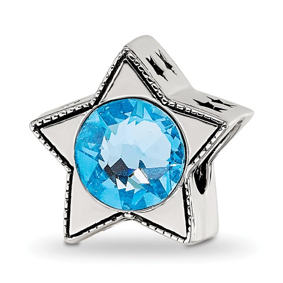 Sterling Silver Reflections Preciosa Crystal March Birthstone Star Bead