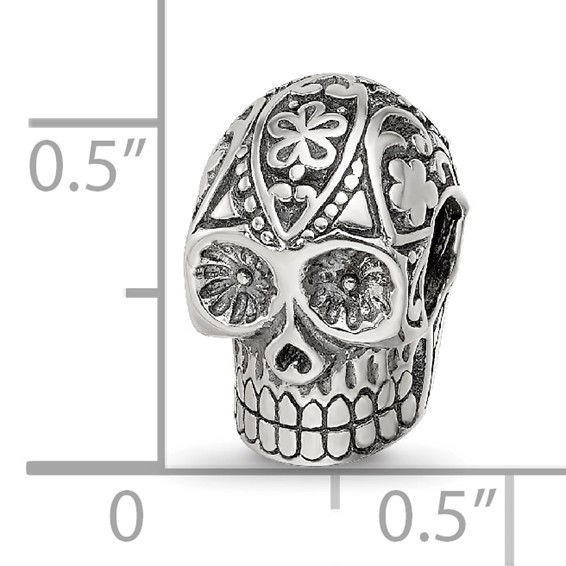 Sterling Silver Reflections Antiqued Calaveras Skull Bead