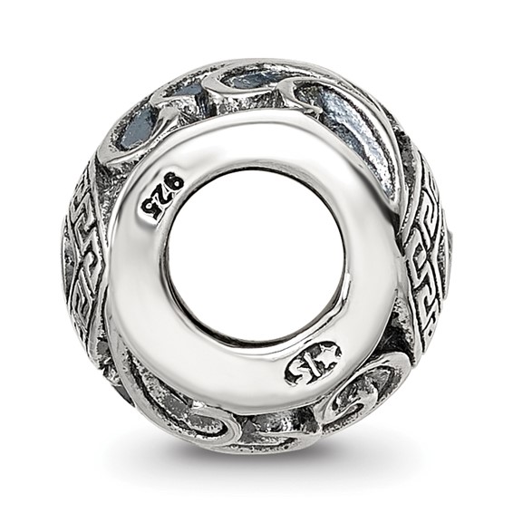 Sterling Silver Reflections CZ Eye & Pattern Round Bead