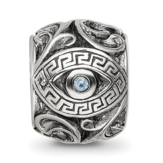 Sterling Silver Reflections CZ Eye & Pattern Round Bead