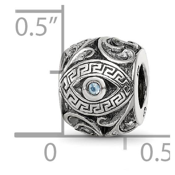 Sterling Silver Reflections CZ Eye & Pattern Round Bead