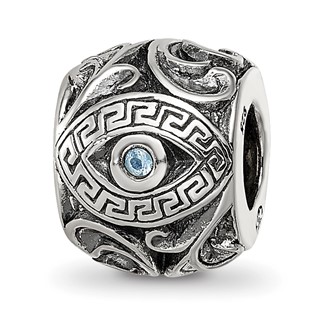 Sterling Silver Reflections CZ Eye & Pattern Round Bead