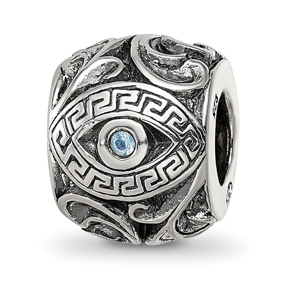 Sterling Silver Reflections CZ Eye & Pattern Round Bead