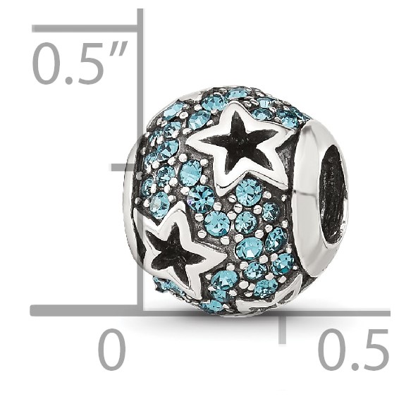 Sterling Silver Reflections Blue CZ Stars Round Bead