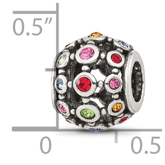 Sterling Silver Reflections Multi-color CZ Round Bead