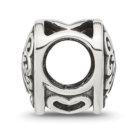 Sterling Silver Reflections Polished Heart Lock Bead