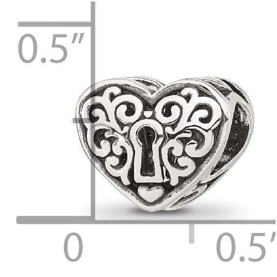 Sterling Silver Reflections Polished Heart Lock Bead