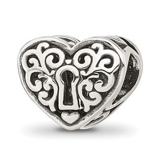 Sterling Silver Reflections Polished Heart Lock Bead