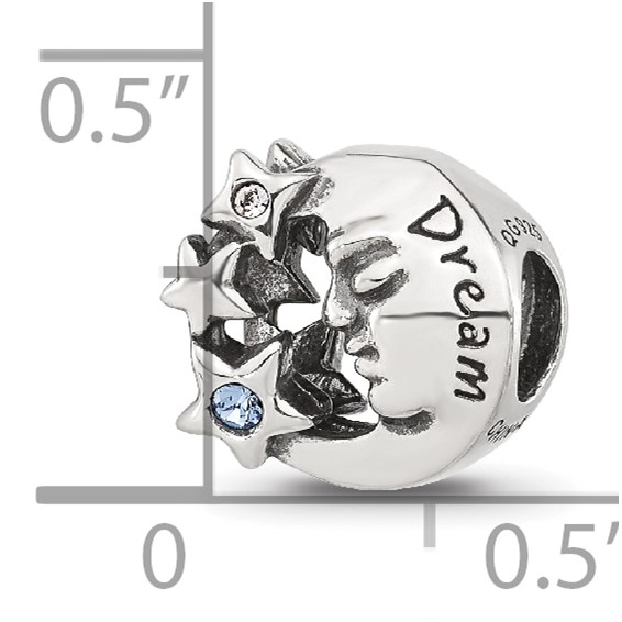 Sterling Silver Reflections Blue CZ Dream Man In Moon Bead