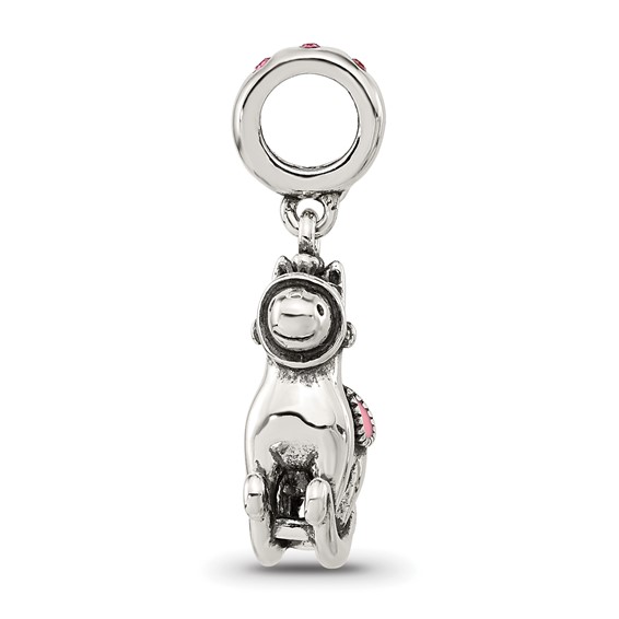 Sterling Silver Reflections CZ & Enamel Rocking Horse Lob Clasp Bead