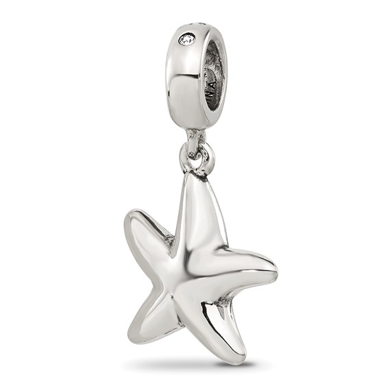 Sterling Silver Reflections Clear CZ Starfish Dangle Bead