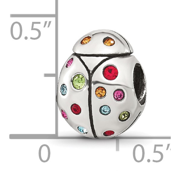 Sterling Silver Reflections Multi-color CZ Lady Bug Bead