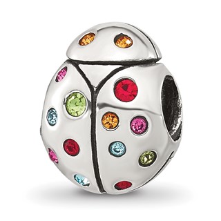 Sterling Silver Reflections Multi-color CZ Lady Bug Bead