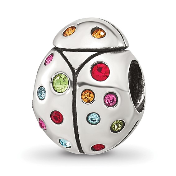 Sterling Silver Reflections Multi-color CZ Lady Bug Bead